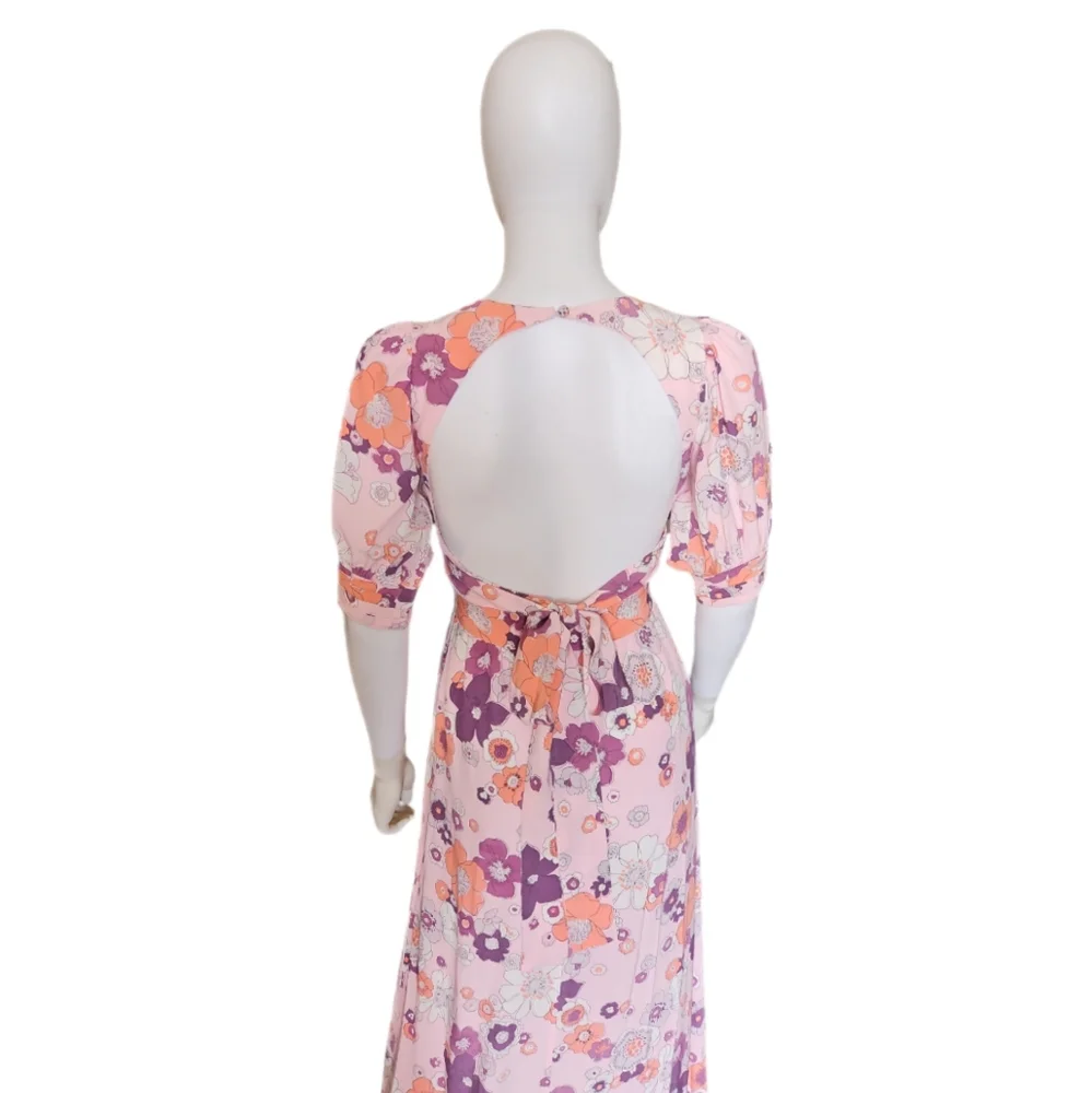 FOR LOVE & LEMONS | Magnolia Pink Floral Print Maxi Dress in Size Small - Picture 6 of 8